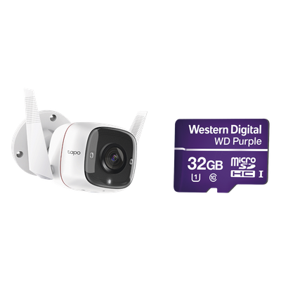TAPOC310/WD32 - Kit de Cámara IP Wi-Fi / 2 Megapixel / Full HD 1080p / Audio Bidireccional / Detección de Movimiento / Micro SD 32 GB