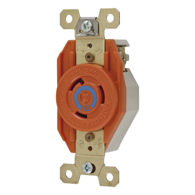 HUB-IG23-20 - Receptáculo Sencillo de Media Vuelta / 20 A 250 V CA / 2 Polos 3 Hilos / Nema L6-20R / 3.28" x 1.70" x 1.24" (83.3 x 43.2 x 31.5 mm)
