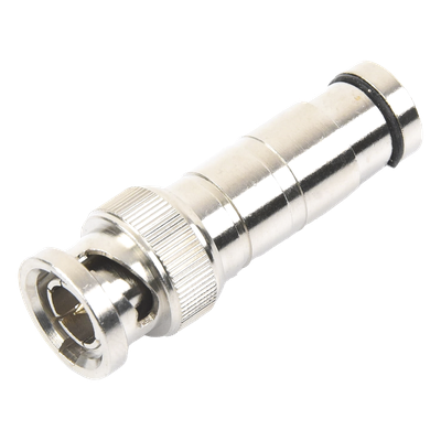 TT-RG-16 - Conector BNC Macho / Compresión Axial / 75 Ohm / RG-59/U / Níquel-Oro-PTFE / 42 mm Largo / 0.14 ft Diámetro