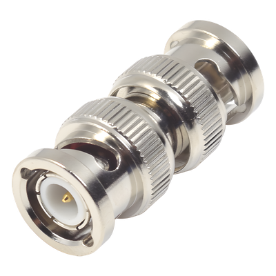 RFB-1733 - Adaptador Coaxial / BNC Macho a BNC Macho / 75 Ohm / Montaje en Línea / Cuerpo Niquelado / Contacto Oro / Aislante Teflón