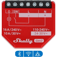 SHELLY1PMGEN3 - Relevador Inteligente / 16A / 3500W / Medición de Consumo / Wi-Fi 2.4 GHz / Bluetooth / -20°C a +40°C (-4°F a 104°F)