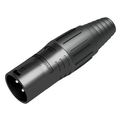 SCSM3-B - Conector XLR Macho / Carcasa Negra / Contactos Plateados / 2 Abrazaderas