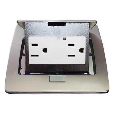 TH-MC-PC - Mini Caja de Piso Rectangular / Acero Inoxidable / 2 Contactos 127V / 15A / 12.4 x 12 x 7.2 cm / 4.88 x 4.72 x 2.83 pulg