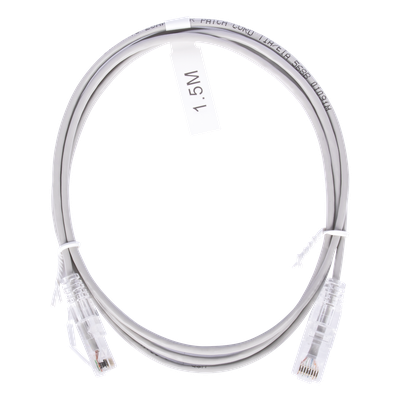 LP-UT6-150-GY28 - Cable de Parcheo Slim UTP Cat6 / 1.5 m (4.92 ft) / 28 AWG / Gris / Diámetro Reducido