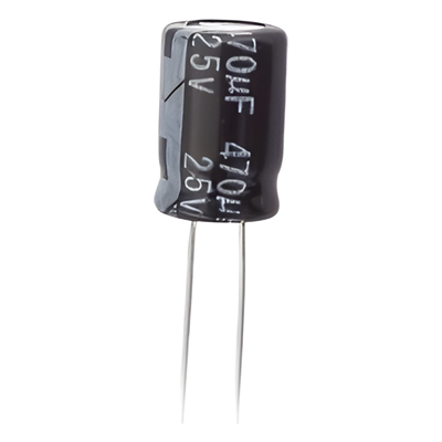 0470M0025V - Capacitor Electrolítico de Aluminio, Radial de 470 µFd, 25 Vcc, 105 °C, 8  x 15 mm.