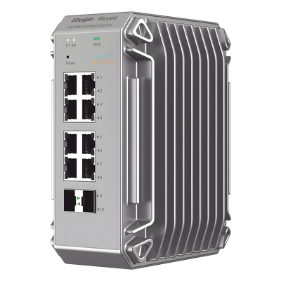 RG-NIS3100-8GT2SFP-HP - Switch Industrial PoE / 8 Puertos Gigabit 802.3af/at / 2 SFP 1Gb / -40°C a 75°C / IP40 / 125 W