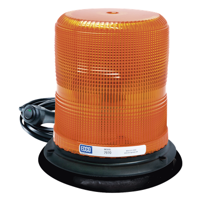 X7970A-VM - Baliza LED de Advertencia / 7 Pulgadas / Ámbar / SAE Clase I / 11 Patrones de Destello / 12-24 VDC / Montaje Magnético