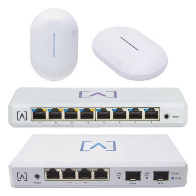 ALTA-STR-KIT - Kit de Red Profesional / Router Gigabit / Switch PoE 8 Puertos / 2 Puntos de Acceso Wi-Fi 6 / Administración en la Nube / Filtrado de Contenido