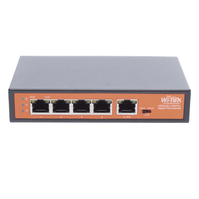 WIPE51G - Extensor PoE / Entrada 90W / 4 salidas Gigabit 802.3af/at 30W / Alcance 250 m (820 ft) / 5 puertos / No administrable