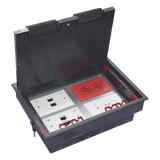 TH-CP-4M - Caja de Piso / 4 Módulos Universales / ABS y Acero Galvanizado / 1.957 kg / 6.42 lb / Negro