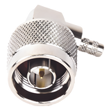 RFN-1009-C-03 - Conector Coaxial N Macho / Ángulo Recto / Anillo Plegable / Cables RG-58/U, RG-142/U, LP-195 / Níquel / Oro / Teflón