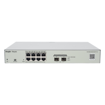 RG-NBS3100-8GT2SFP-P-V2 - Switch Administrable PoE+ / 8 Puertos Gigabit / 2 SFP 1Gb / Capacidad 20 Gbps / Sin Ventilador / 125W PoE