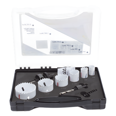 D-21870 - Kit de Broca Sierra / 6 Piezas Bi-Metal / Diámetro Máximo 2-1/4 in / Dientes Paso Variable / 2 Adaptadores / Resorte de Expulsión