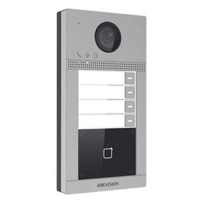 DS-KV8413-WME1(C) - Videoportero IP / 2 Megapixel / PoE / IP65 + IK08 / 4 Departamentos / Apertura con Tarjeta / 2 Puertas / 6 Monitores / 129° / IR 3m