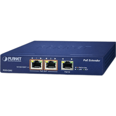 POE-E202 - PLANET POE-E202 ampliador de red Transmisor y receptor de red Negro 10, 100, 1000 Mbit/s