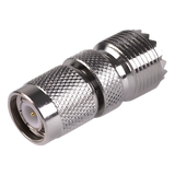 RFT-1235 - Adaptador de Conector RF / TNC Macho a UHF Hembra SO-239 / Montaje en Línea / Cuerpo Bronce Niquelado / Contacto Oro / Aislante Teflón