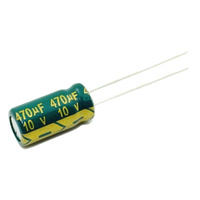 CE470/10V - Capacitor Electrolítico de Aluminio / 470 µF / 10 VDC / 105 °C / Radial 6.3 x 11 mm / Corriente de Rizado 300 mA @10kHz