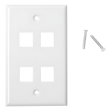 LP-FP-19 - Placa de Pared / 4 Puertos Keystone / Montaje Vertical / 70 x 115 mm / 2.75 x 4.52 ft / Blanco