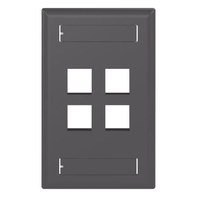 NK4FBL - Placa de Pared Vertical / 4 Puertos Keystone / Montaje Vertical / 69.8 x 114.3 mm (2.75 x 4.5 pulg.) / ABS Negro / RoHS