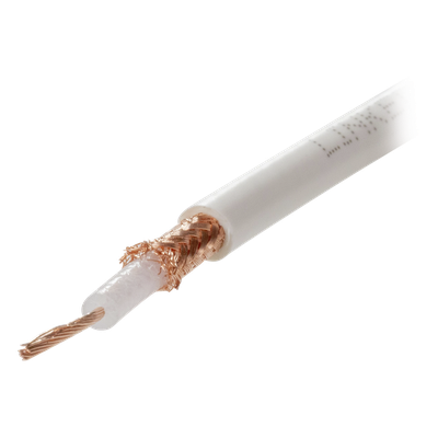 LPRG58AU/100 - Cable Coaxial RG58AU / 100 m (328.08 pies) / Forro Blanco UV / Impedancia 50Ω / Triple Blindaje de Cobre