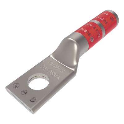 HUB-YA8-CTC-14 - Zapata Terminal de Compresión / Tornillo 1/4" / Calibre 8-6 AWG / Barril Largo / 35 kV / 1.69 in (5.54 ft equivalente en pies no aplica - mantener en pulgadas) / 43 mm