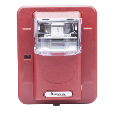 HES3-24PWR - Lámpara Estroboscópica de Pared / 24 Vcc / 15-110 Candelas / 5 Intensidades / Rojo Sin Letrero / 5' x 4.5' x 2.5'