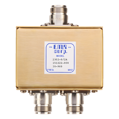 2302-0/2A - Divisor de Potencia EMR de 2 Vías, 30-960 MHz, 0.5 Watt, Conectores N Hembra.