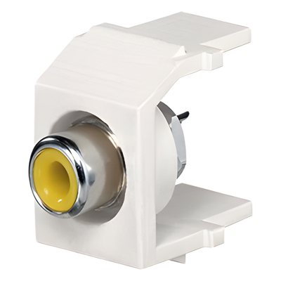 NKRSMYEIY - Conector Keystone RCA / Para Soldar / RG-6 y RG-59 / 1 Espacio / Inserto Amarillo / Marfil