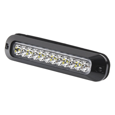 ED3755RC - Luz Auxiliar LED / 12 LEDs Ultra Brillantes / Rojo/Blanco / 70 Patrones de Destello / 12-24 VCC / SAE J595 Clase I / 157 mm (6.2 in) x 20 mm (0.8 in) x 35 mm (1.4 in)