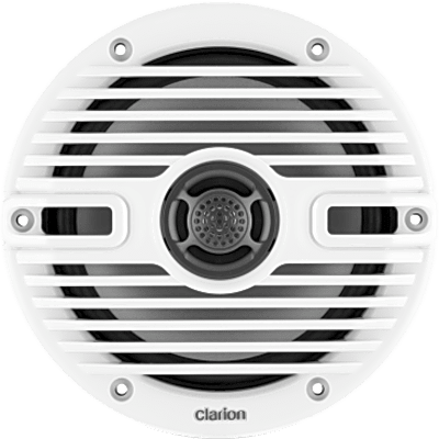 10-03193-00 - Altavoces náuticos Clarion® CMS 6.5" / 30 W RMS / 4 Ohmios / 87 dB / 55 Hz-20 KHz / RGB LED / Blanco y Negro Clásico