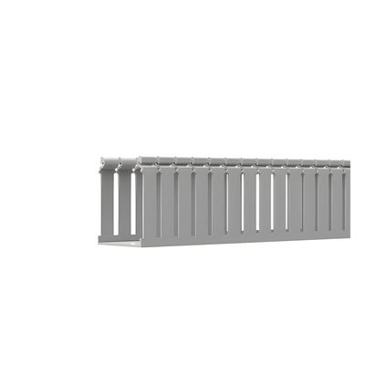 FC4X4LG2 - Canaleta Ranurada de PVC con Tapa / Tipo F / 4.25 x 4.10 x 6.6 ft / UL 94 V-0 / Gris Claro