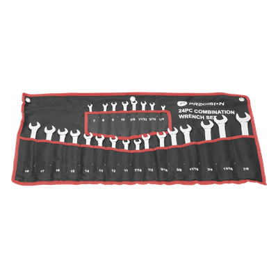 PST-H030-02 - Juego de Llaves Combinadas / 24 Piezas / Métricas e Imperiales / Acero Cromo-Vanadio / Estuche Nylon Enrollable