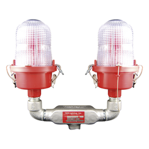 OL2-VLED2-IR - Lámpara de Obstrucción Aeronáutica / Luz Fija Tipo L-810 / Doble LED Rojo / 120-240 Vca / 360° Cobertura Horizontal / IR 850 nm