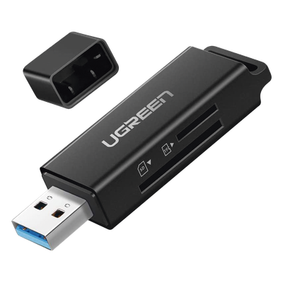 40752 - Lector de Tarjetas USB 3.0 / Doble Ranura TF/SD Simultánea / Transferencia 5 Gbps / Soporte 2 TB / Compacto con Llavero