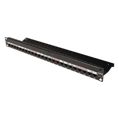 Z-PNL-24E - Patch Panel / 24 Puertos / Modular Vacío / Plano / 1UR / Cat 6A Blindado / Acero Negro