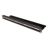 Z-PNL-24E - Patch Panel / 24 Puertos / Modular Vacío / Plano / 1UR / Cat 6A Blindado / Acero Negro