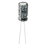 0100M0025V - Capacitor Electrolítico de Aluminio, Radial de 100 µFd, 25 Vcc, 105 °C, 6.3 x 11 mm.