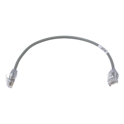 UTP28SP1GY - Cable de Parcheo Cat6 / UTP 28AWG / Diámetro Reducido 3.8 mm / 0.30 m (1 Pie) / Gris / LSZH-CM / PoE++
