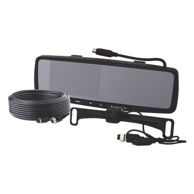 EC4210BK - Sistema alámbrico de reversa con cámara y monitor de 4.3 pulgadas, Incluye cámara para placa de  170°