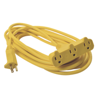 SYS-136050 - Extensión Eléctrica Tipo Abanico / Uso Rudo / 8 m (26.2 ft) / 127 V CA / 10 A Máximo / Calibre 16 AWG / Doble Aislamiento