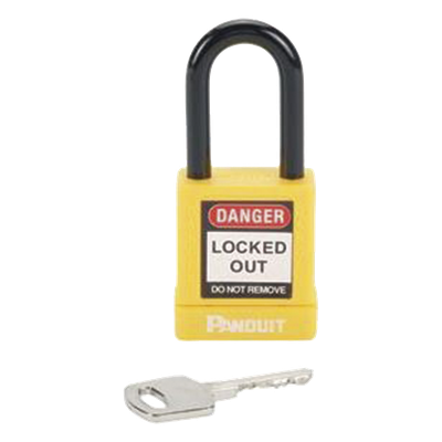 PSL-8YL - Candado de Bloqueo LOTO / Dieléctrico / Llave Única / Grillete 6.5 mm / Cuerpo 45x20x40 mm / Amarillo