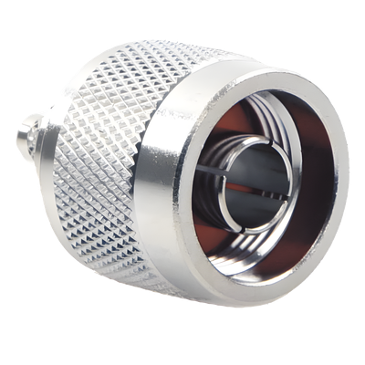 RFN-1005-C1 - Conector Coaxial N Macho / Anillo Plegable / Cable RG-142/U / Frecuencia 11 GHz / Cuerpo Bronce Niquelado / Contacto Oro / Aislante Teflón