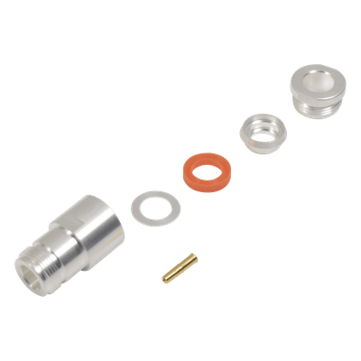 RFN-1024-1 - Conector RF N Hembra / Anillo Plegable / RG-8/U, RG213/U, RG214 / Bronce Plateado / Contacto Oro 24K