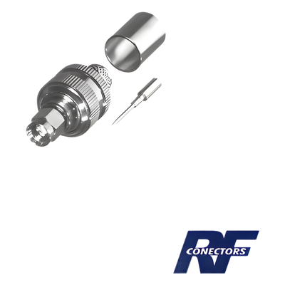 RSA-3000-I - Conector SMA Macho / Anillo Plegable / Cuerpo Bronce Niquelado / Contacto Oro / Teflón / Cables RG8/U, LMR-400, CNT-400, LP-400