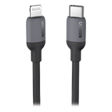 20304 - Cable USB-C a Lightning / Certificado MFi / 1 Metro / Adecuado para iPhone, iPad, iPod / Carga Rápida PD 20W /  Sincronización de Datos de hasta 480 Mbps / Goma de Silicona y  TPE. / Suave al Tacto / Color Negro