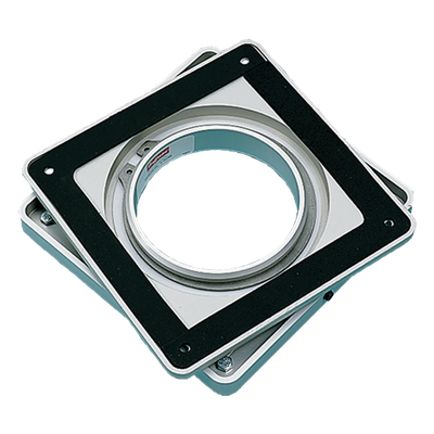 ASWV44 - Base Giratoria para Pedestal HMI / Rotación 350° / 4 x 4 in / Carga 45.4 kg (100 lb) / Perfil 27 mm / Apertura Central para Cableado