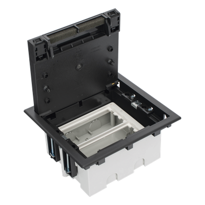 SM-CPF-2 - Caja de Piso Falso / 2 Módulos Dobles / Profundidad Ajustable 90-120 mm (3.54-4.72 in) / Tapa Embellecedor / IK08 / +125 °C