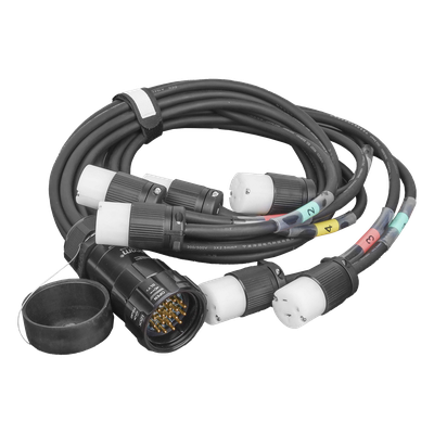 EPSOCEFO - Cable de Distribución de Potencia / Socapex a 6 Tomas Edison / 20A 125V / 3 Conductores 14 AWG / Hule Flexible