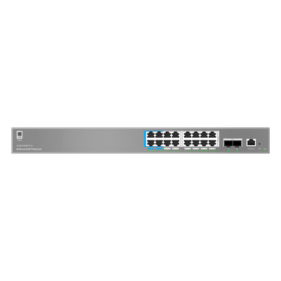 GWN7802P-PRO - Switch Empresarial L2++ / 16 Puertos Gigabit PoE++ 250W / 2 Puertos SFP+ 10G / Switching 72 Gbps / Gestión Cloud y Local / VLAN 4K / QoS Avanzado