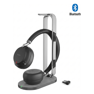 BH76-PLUS-WITH-CHARGING-STAND-UC-BLACK-USB-C/A - Diadema Inalámbrica UC / ANC Híbrida 35 dB / Bluetooth 5.3 45 m (147.6 ft) / Autonomía 40 h / Carga USB-C y Qi / 5 Micrófonos Acoustic Shield